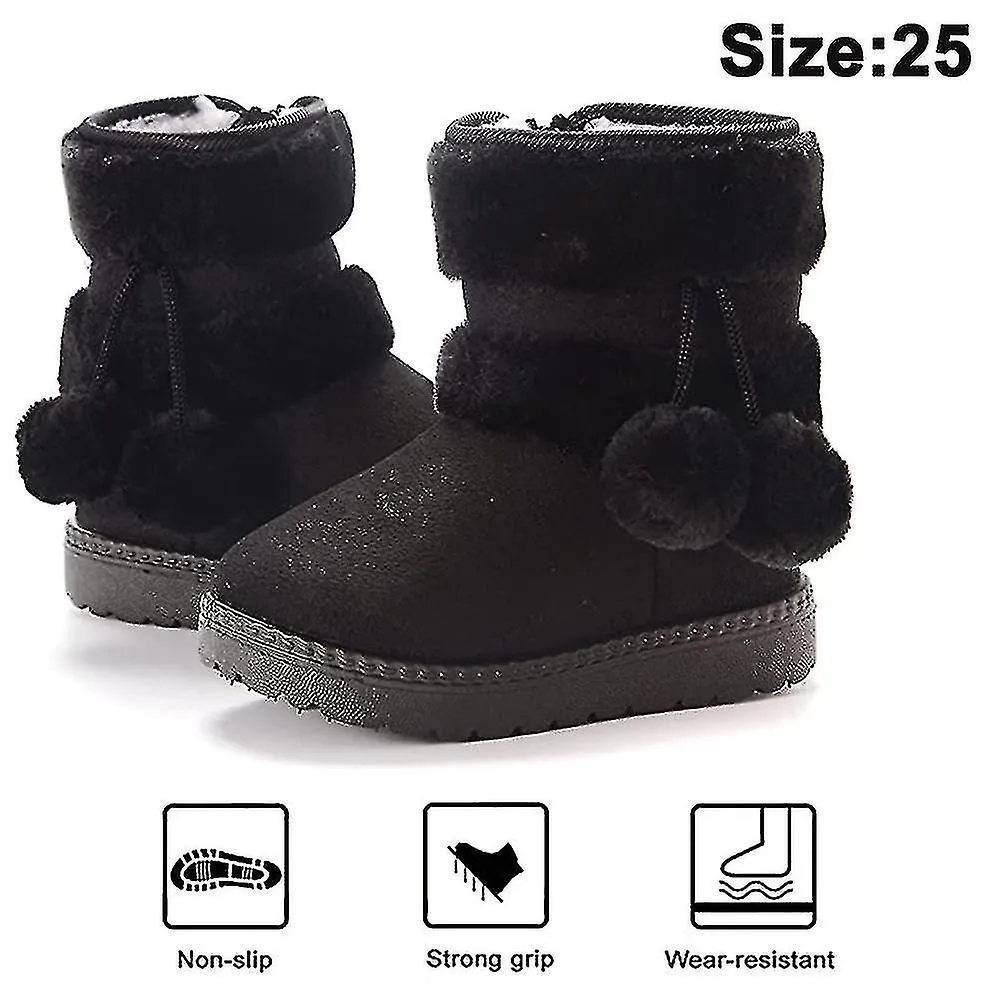 1 Pair Baby Boys Girls Snow Boots Premium Button Non Slip Soft Sole