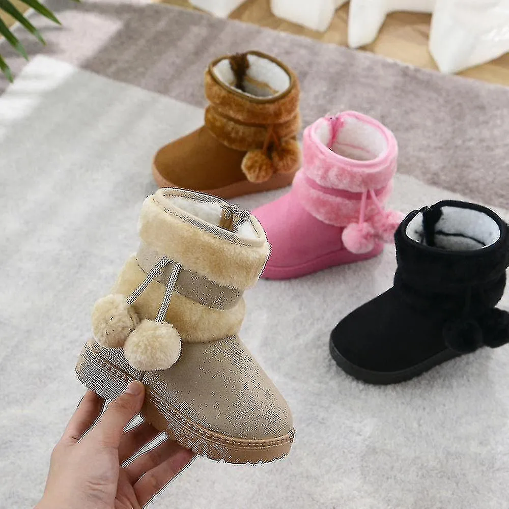 1 Pair Baby Boys Girls Snow Boots Premium Button Non Slip Soft Sole