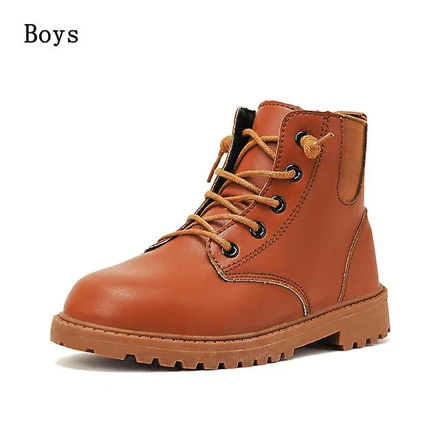 2023 Four Seasons Kids Boys Girls Boots Pu Leather Waterproof Plush Kids Snow Boots Fashion Children Shoes Non-slip Kids Shoes