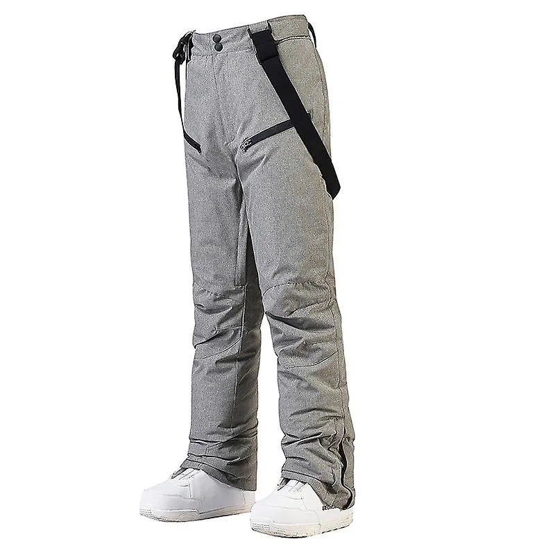 Alpine Ski Pants Men And Women Winter Warm Windproof Snowboard Pants Waterproof Breathable Ski Snow Pants - Grey