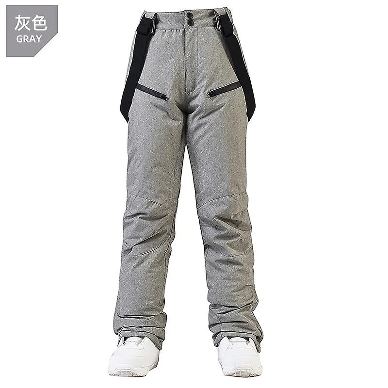 Alpine Ski Pants Men And Women Winter Warm Windproof Snowboard Pants Waterproof Breathable Ski Snow Pants - Grey