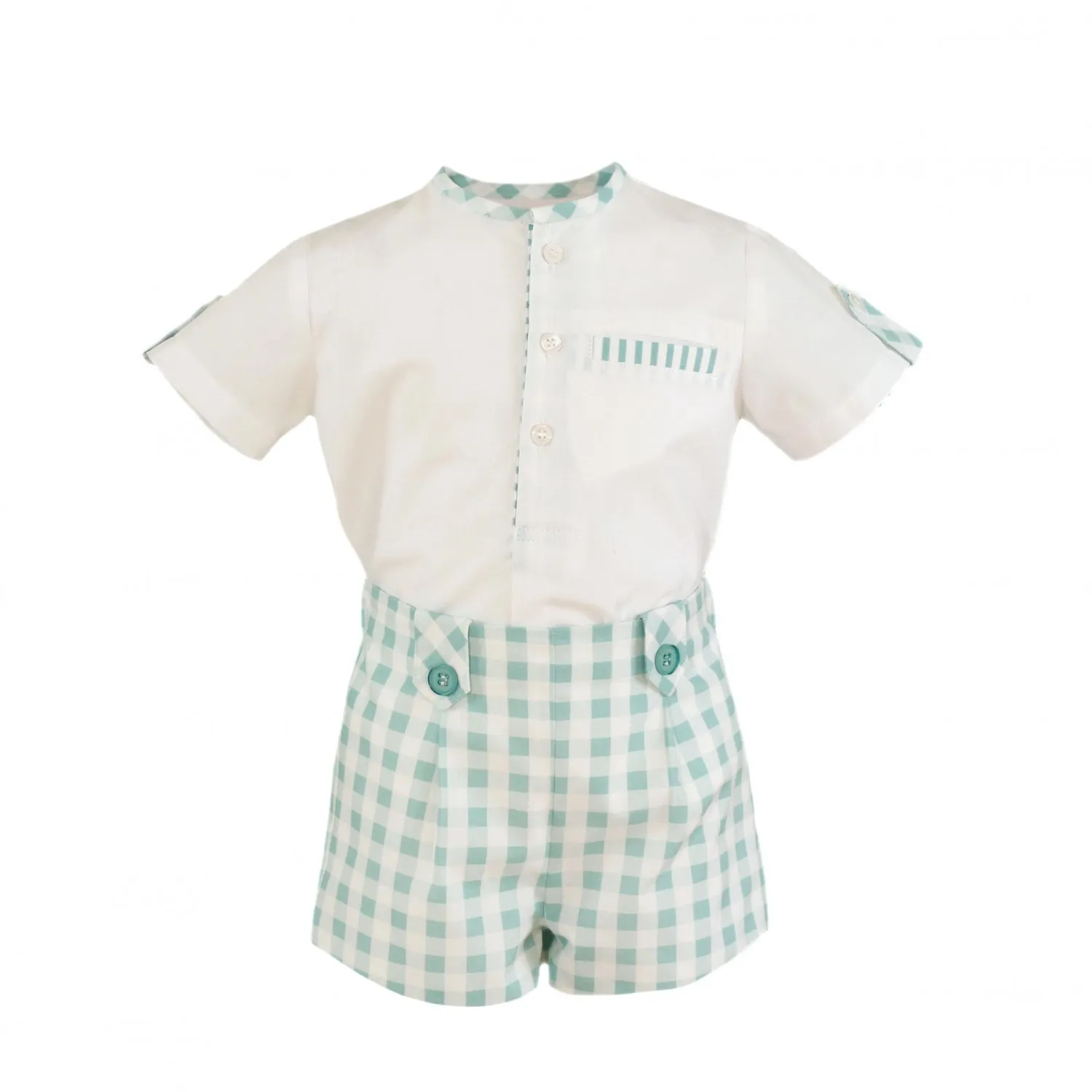 Aquamarine blue shirt and pants set for boy