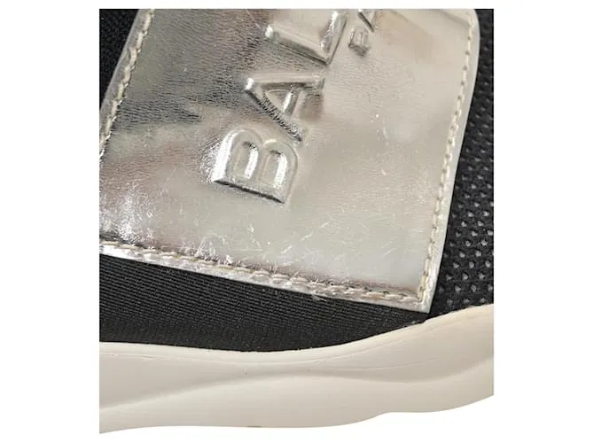 Balmain Zapatillas altas Cameron con logo en relieve en punto elástico y malla negros 