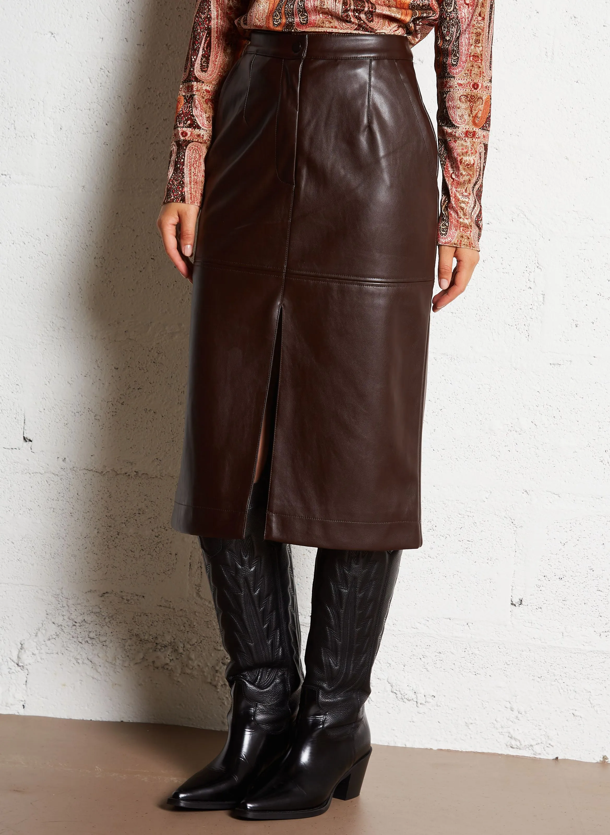 BELLEROSE JUDIE - Vestido de tubo midi en marron