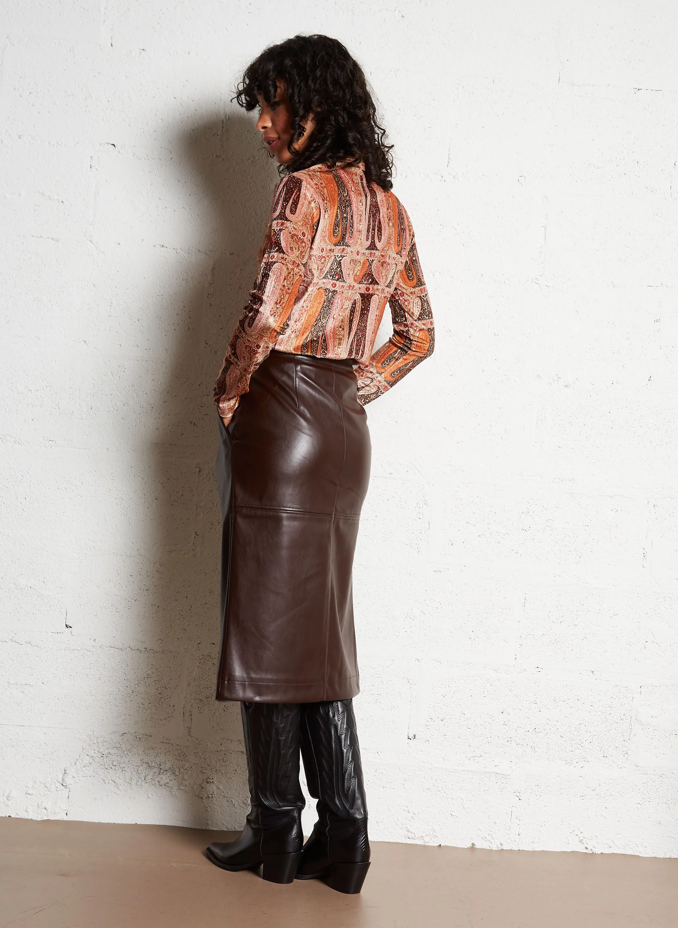 BELLEROSE JUDIE - Vestido de tubo midi en marron