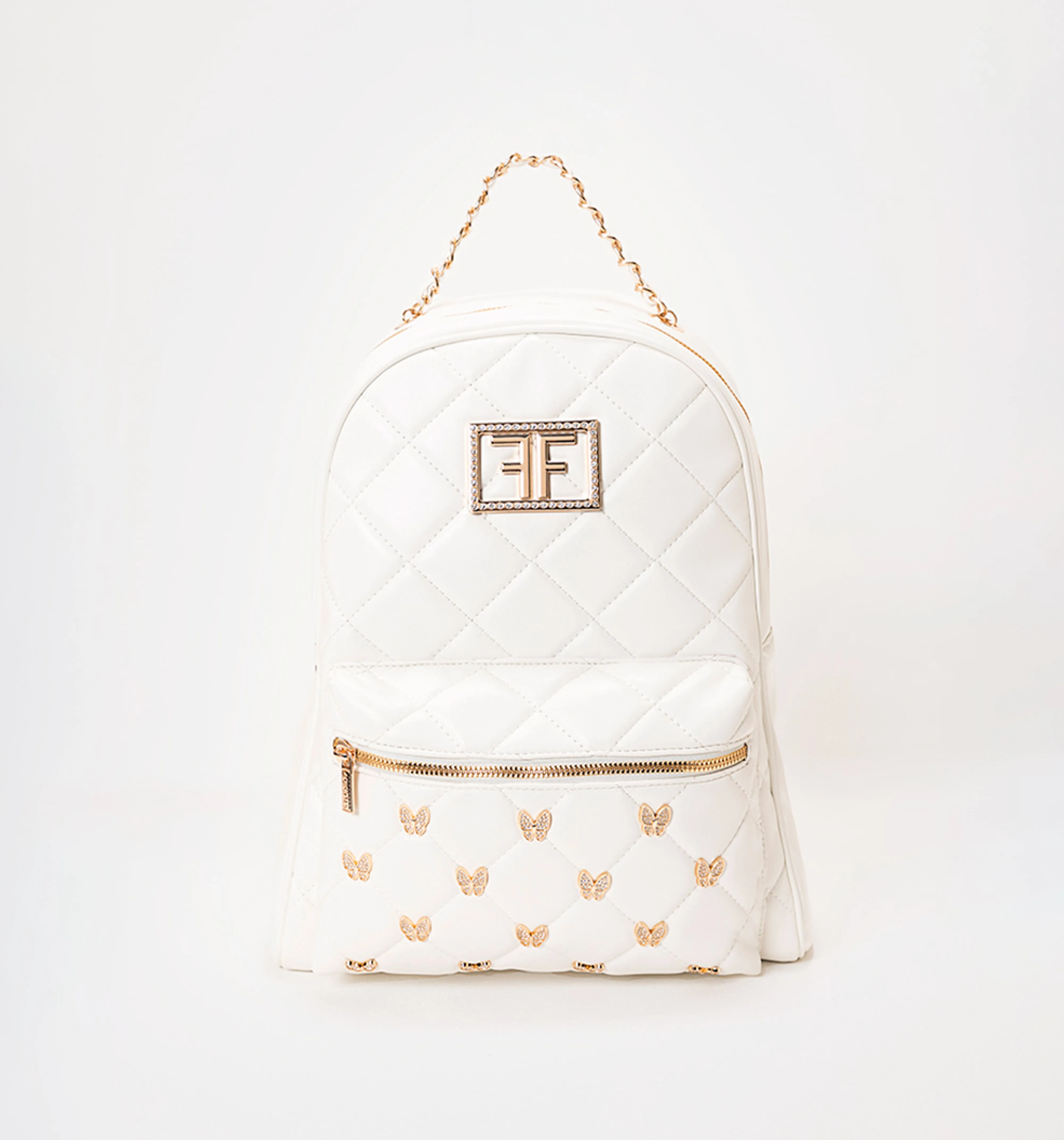 Bolso de hombro acolchado con pines de m unic blanco