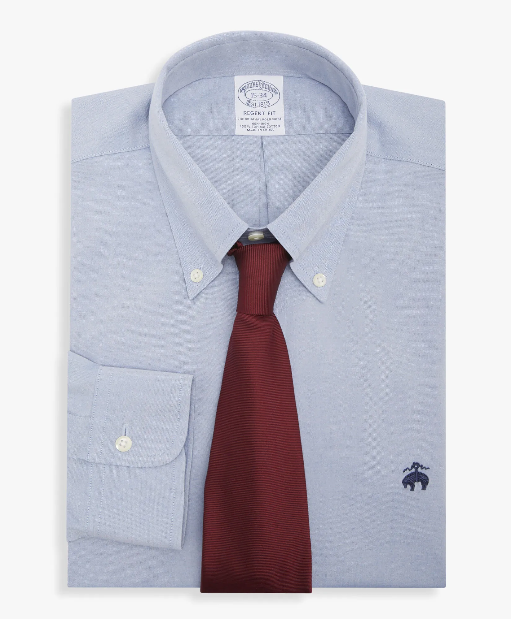 Camisa azul celeste regular fit non-iron de algodón con cuello button down