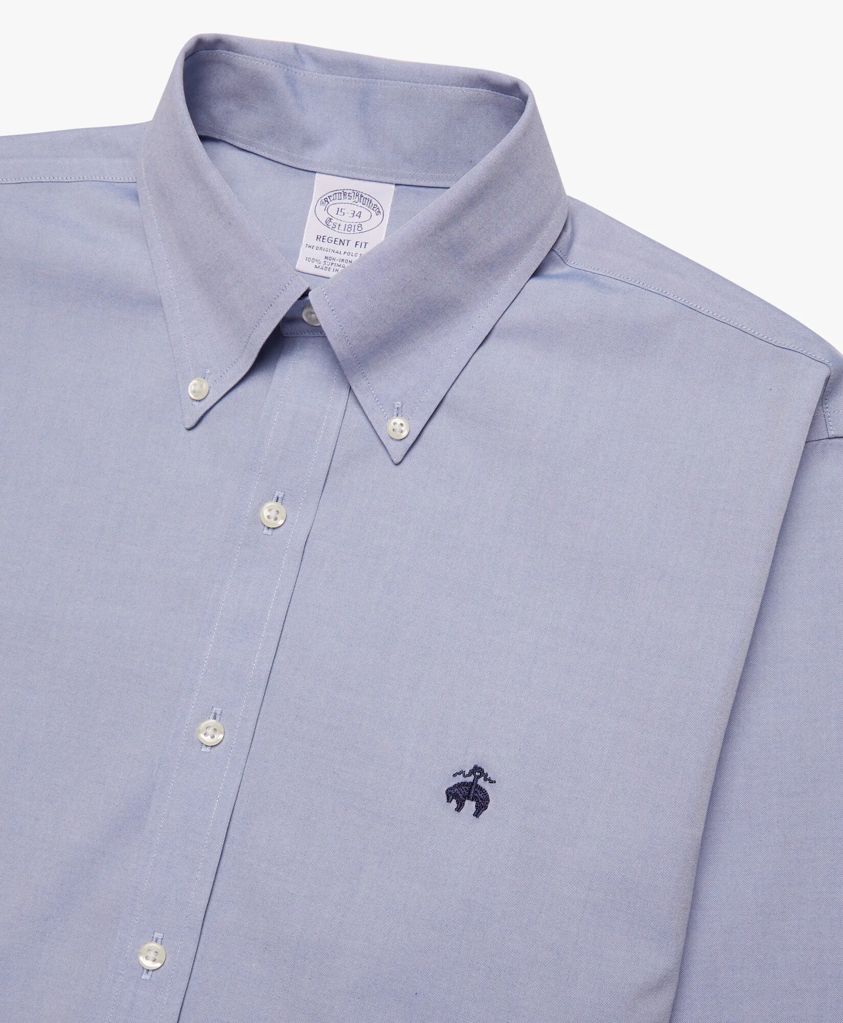 Camisa azul celeste regular fit non-iron de algodón con cuello button down