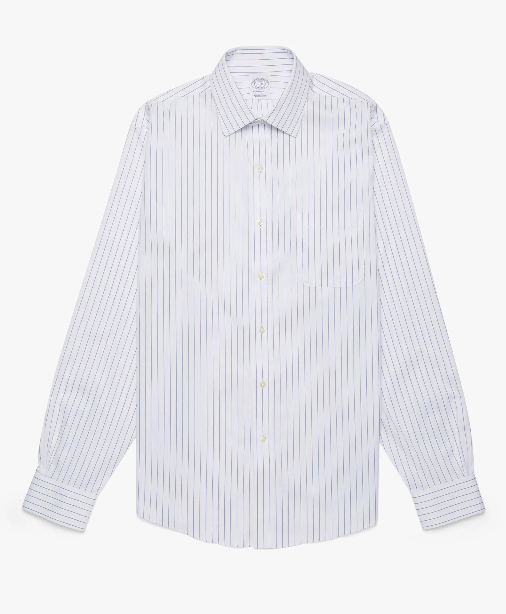 Camisa azul pastel regular fit non-iron de mezcla de algodón con cuello ainsley