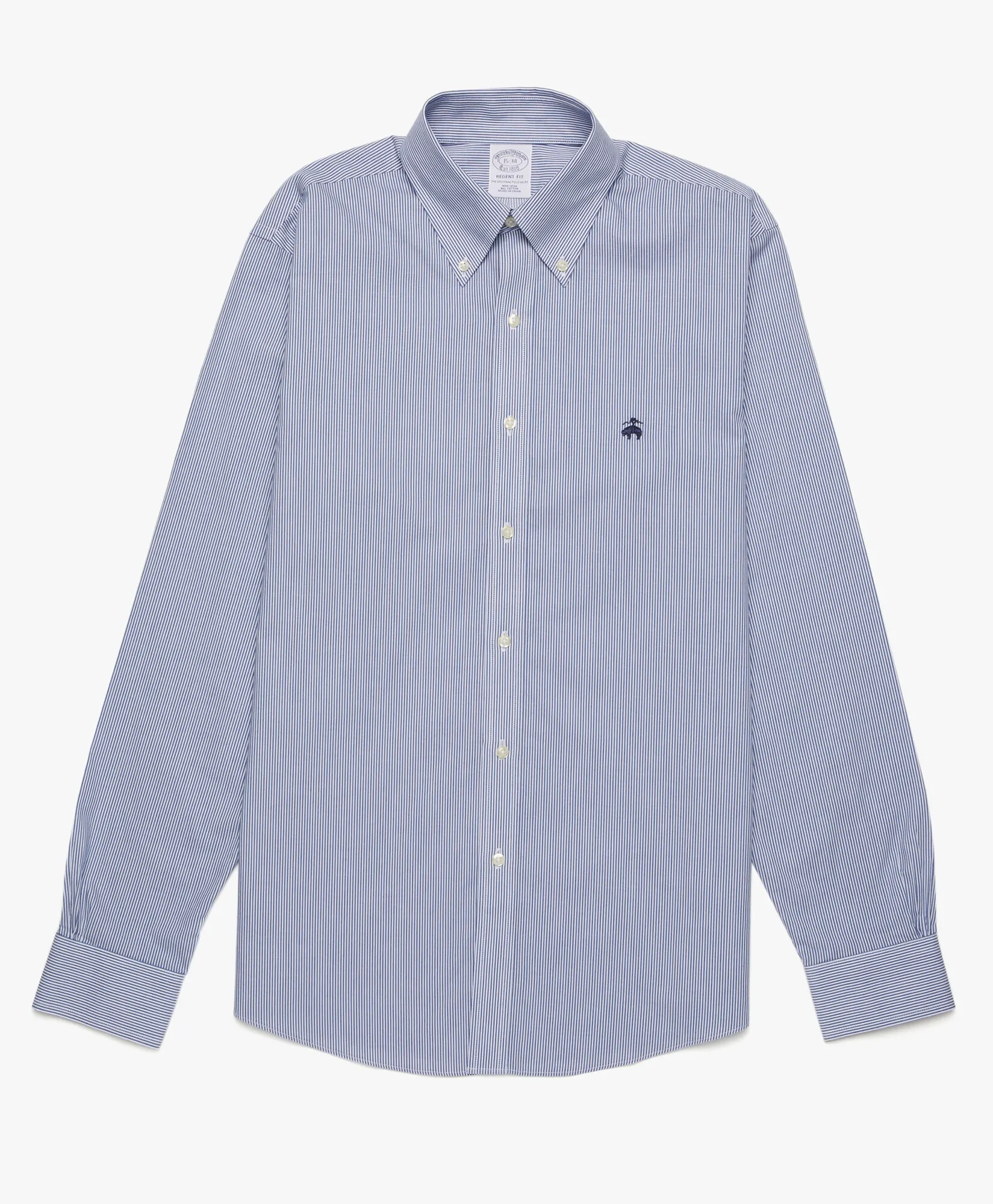 Camisa azul regular fit non-iron de algodón con cuello button down