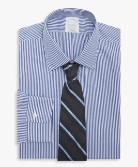 Camisa azul slim fit non-iron de algodón elástico con cuello ainsley