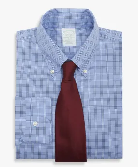 Camisa azul slim fit non-iron de algodón elástico con cuello button down