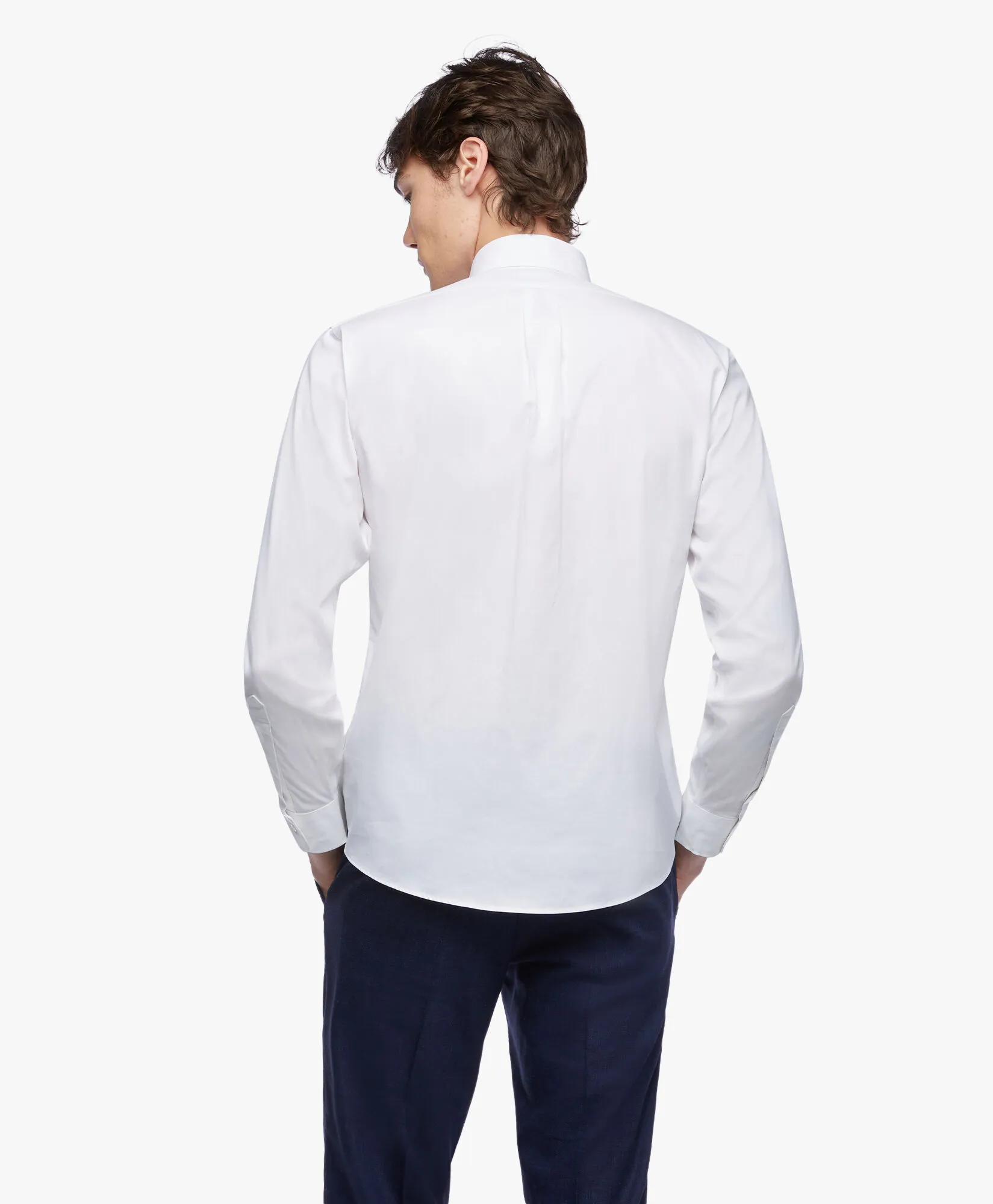 Camisa blanca pastel regular fit non-iron de algodón con cuello ainsley