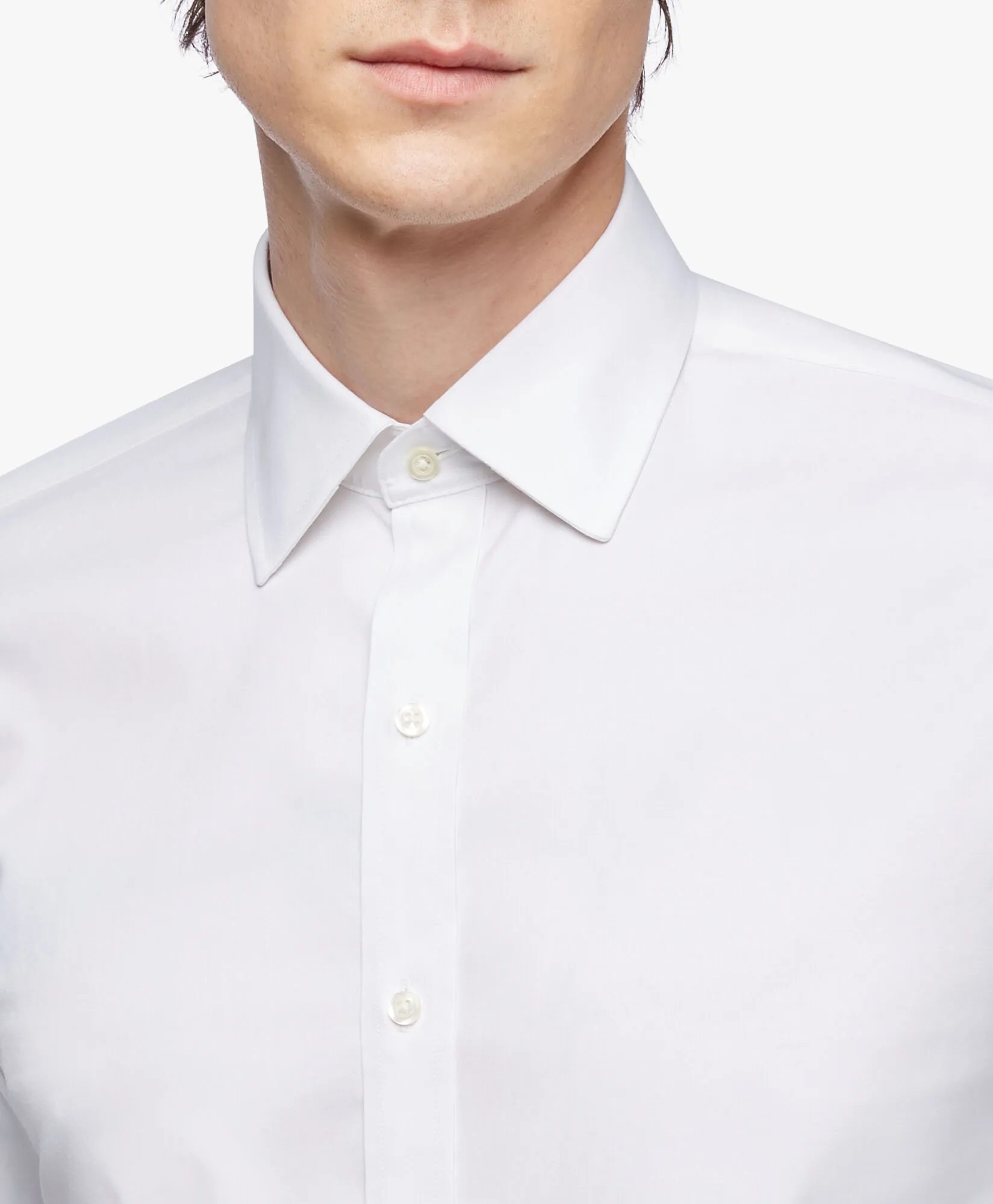 Camisa blanca pastel regular fit non-iron de algodón con cuello ainsley