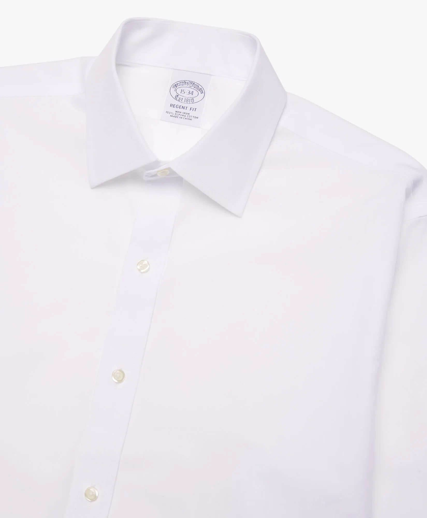 Camisa blanca regular fit non-iron de algodón con cuello ainsley