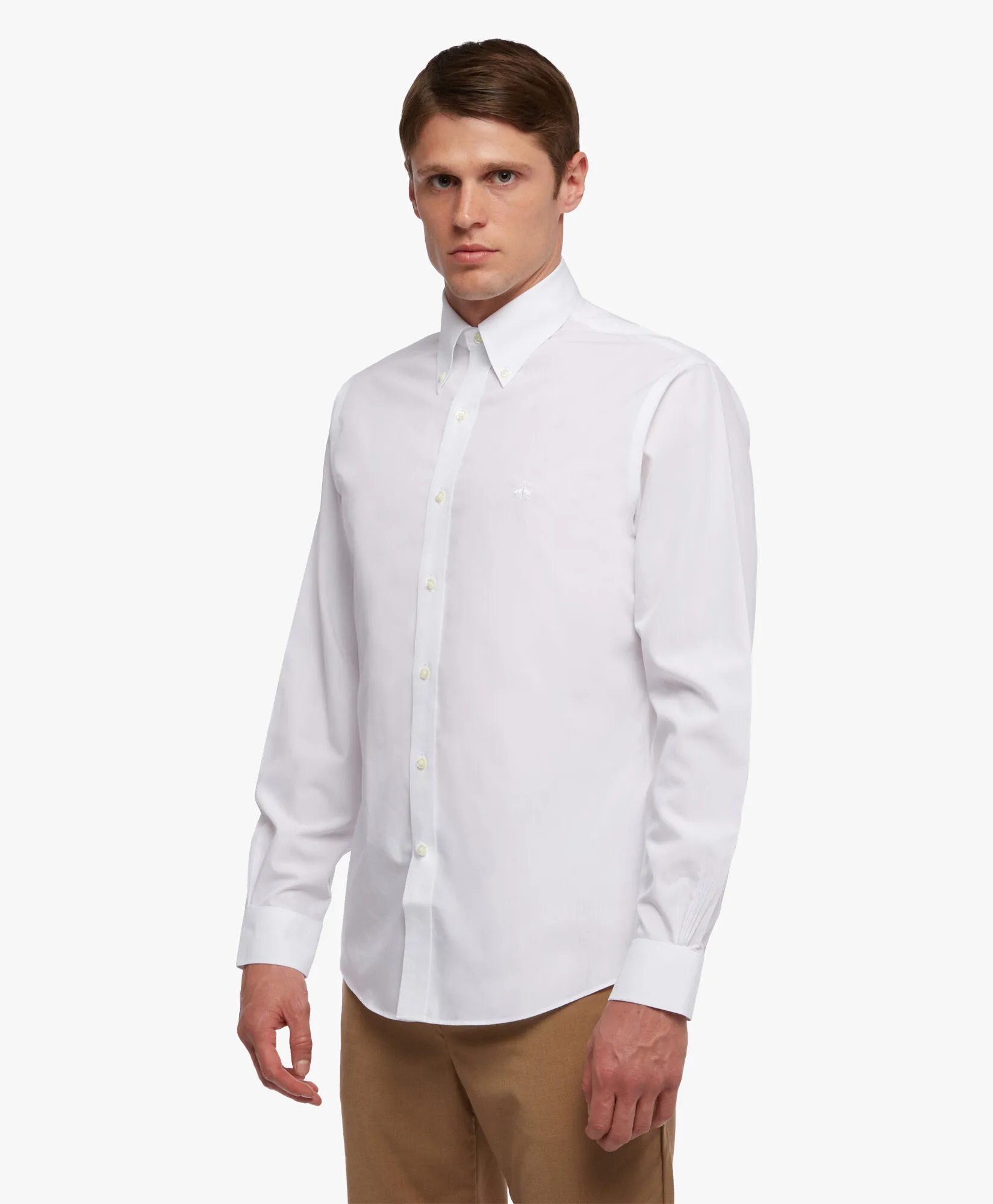 Camisa blanca regular fit non-iron de algodón con cuello button down