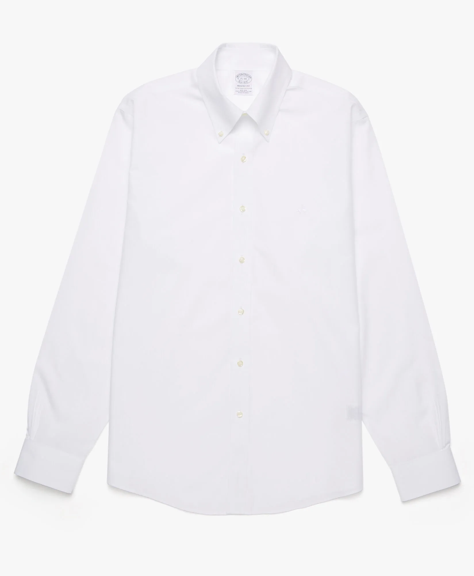 Camisa blanca regular fit non-iron de algodón con cuello button down