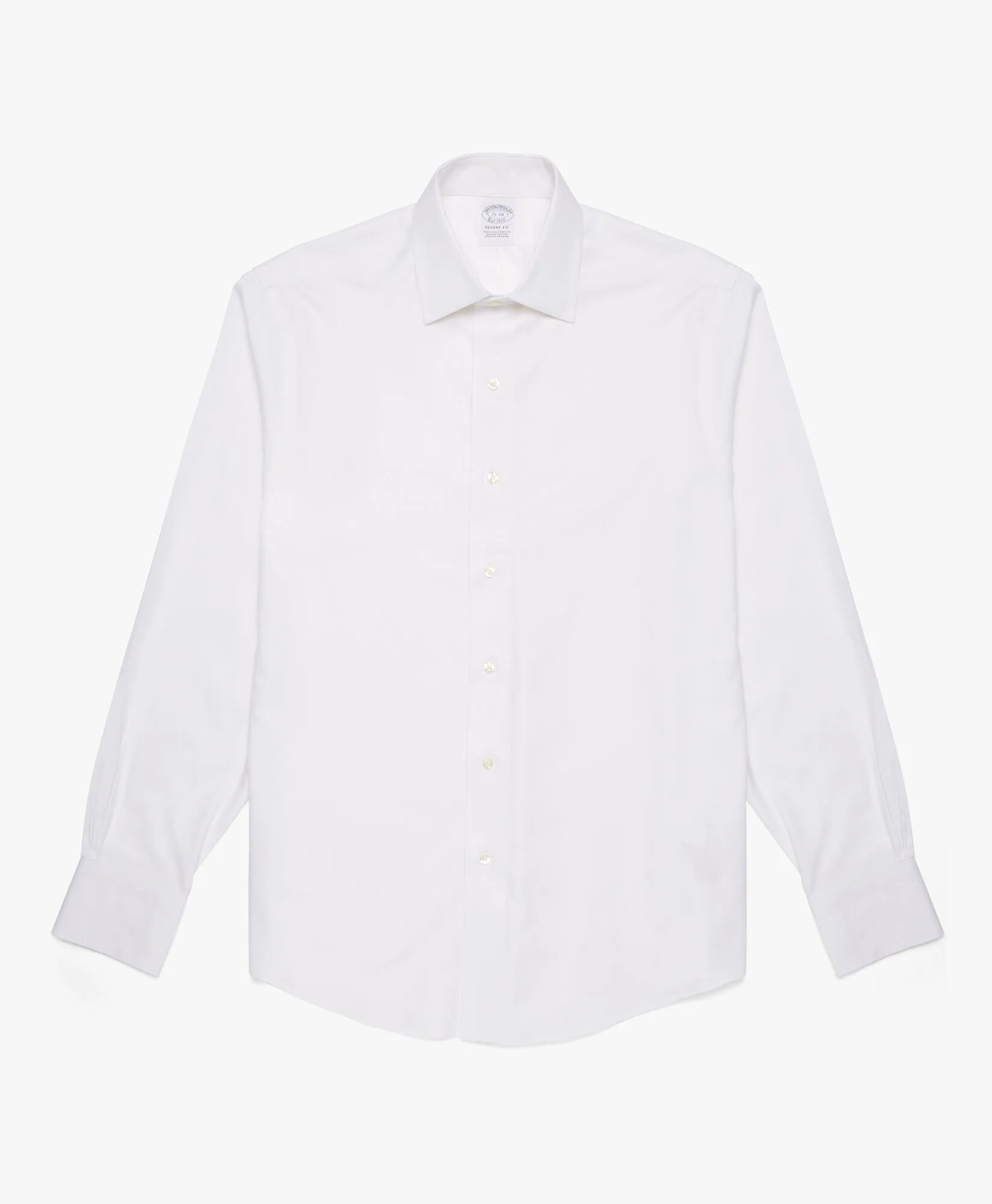 Camisa blanca regular fit non-iron de algodón elástico con cuello ainsley