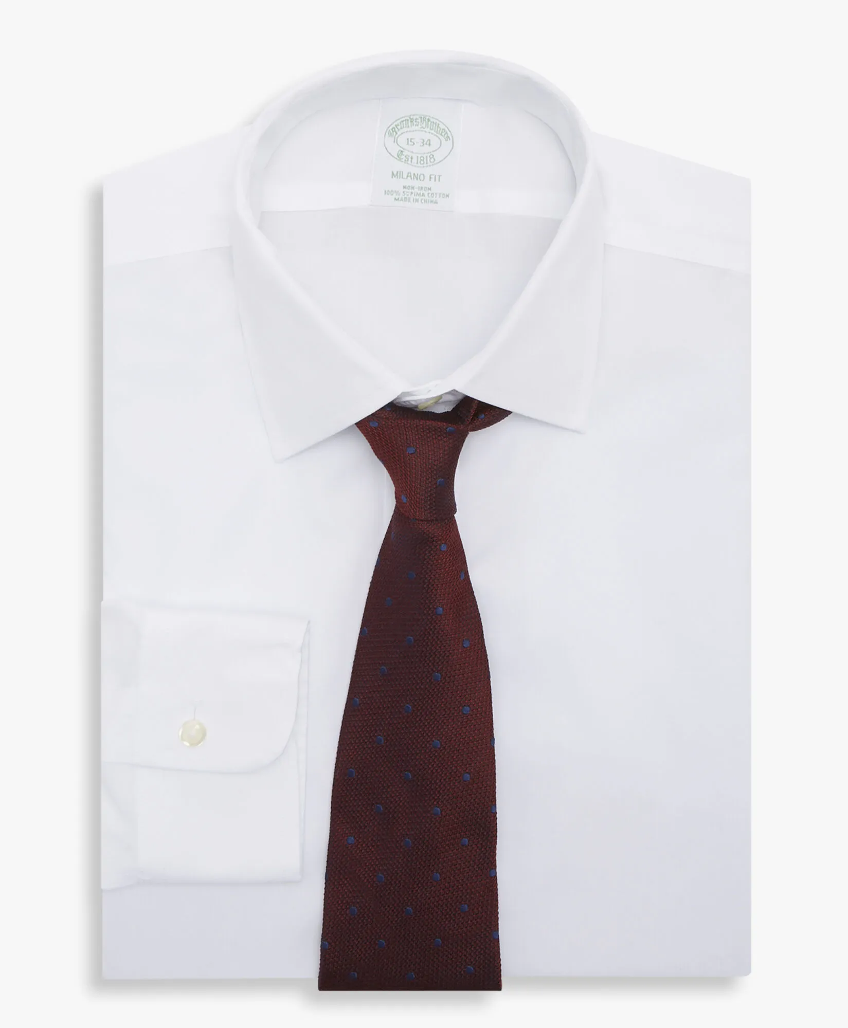 Camisa blanca slim fit non-iron de algodón con cuello ainsley