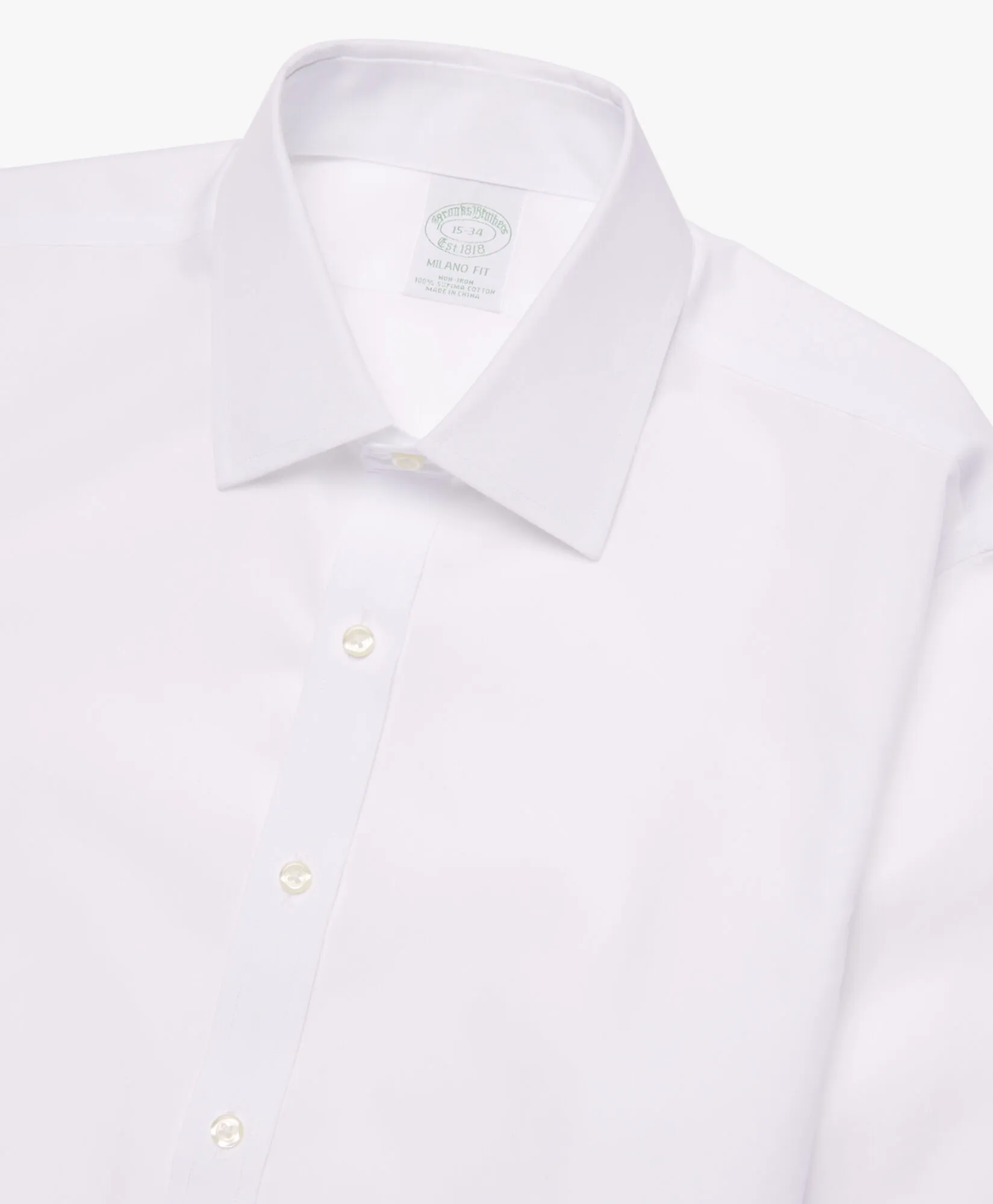 Camisa blanca slim fit non-iron de algodón con cuello ainsley