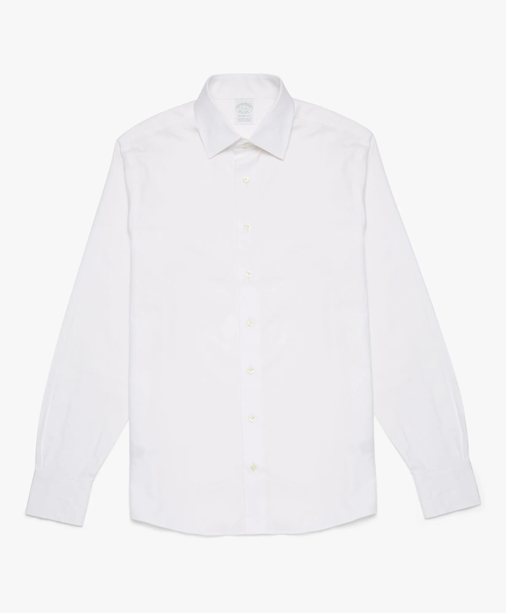 Camisa blanca slim fit non-iron de algodón elástico con cuello ainsley