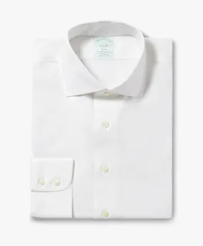 Camisa de corte slim non-iron de algodón elástico con cuello inglés abierto