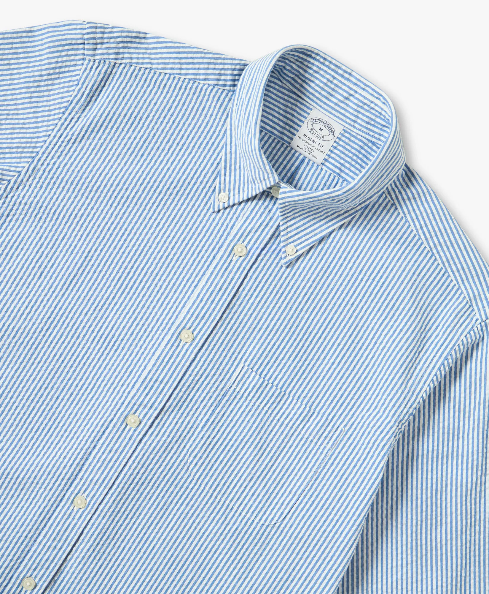 Camisa de sport corte regular Regent, seersucker elástico, cuello button-down