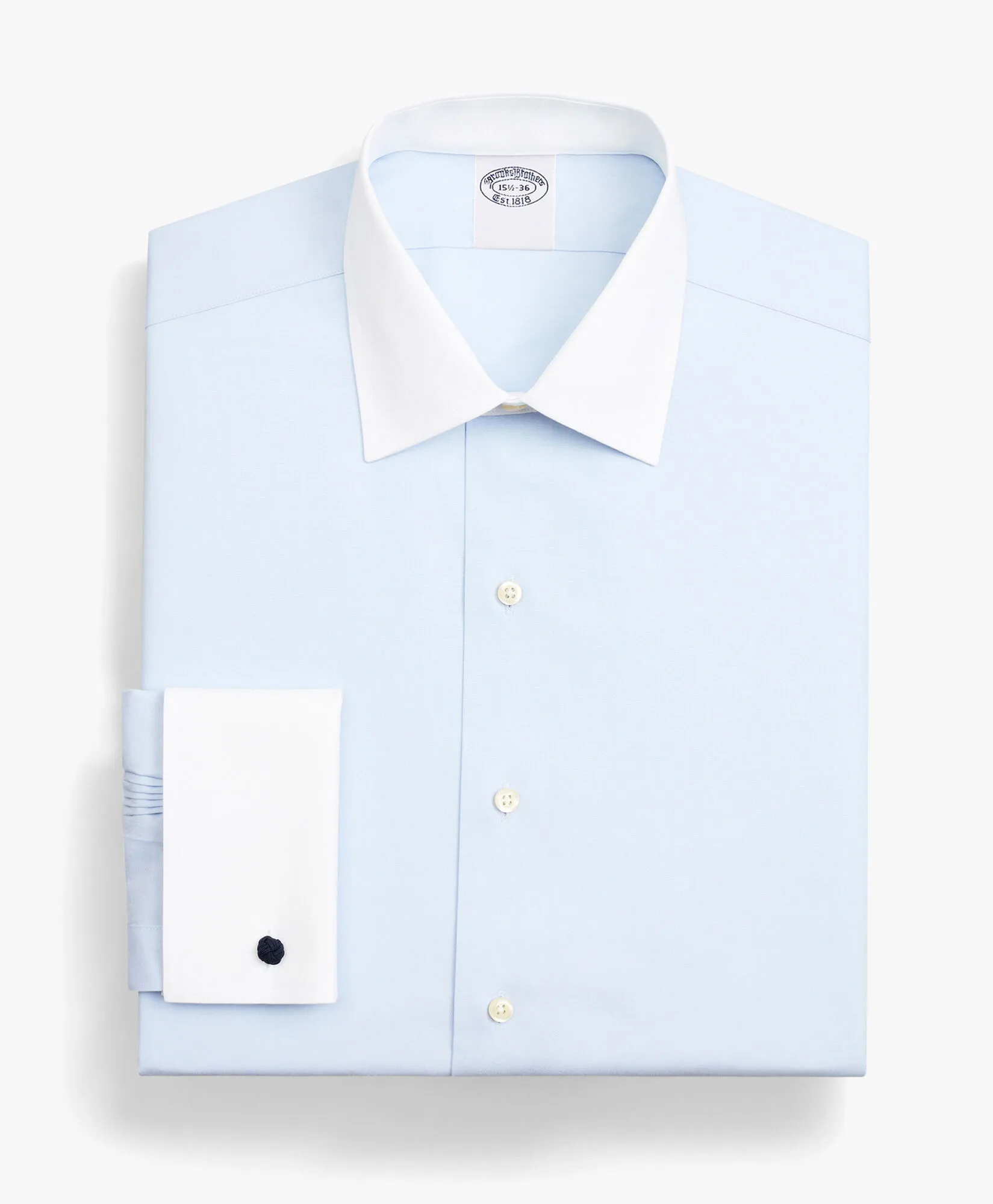 Camisa de vestir azul claro corte regular non-iron de pinpoint Oxford de algodón Supima elástico con cuello Ainsley