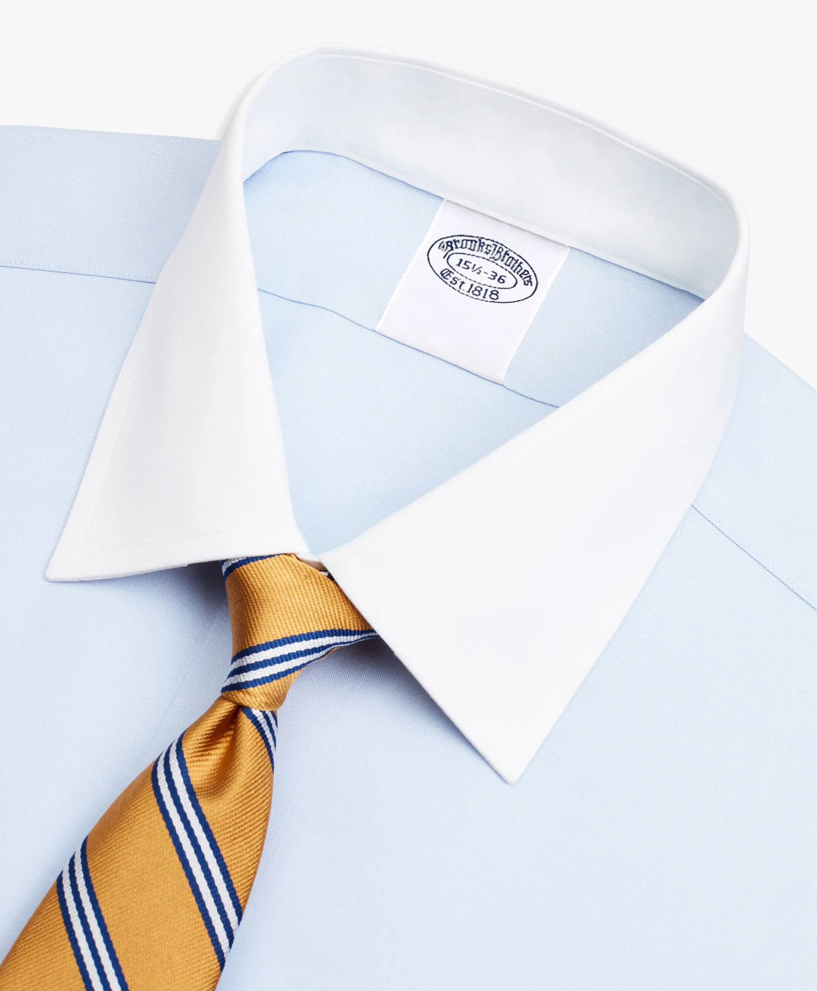 Camisa de vestir azul claro corte regular non-iron de pinpoint Oxford de algodón Supima elástico con cuello Ainsley