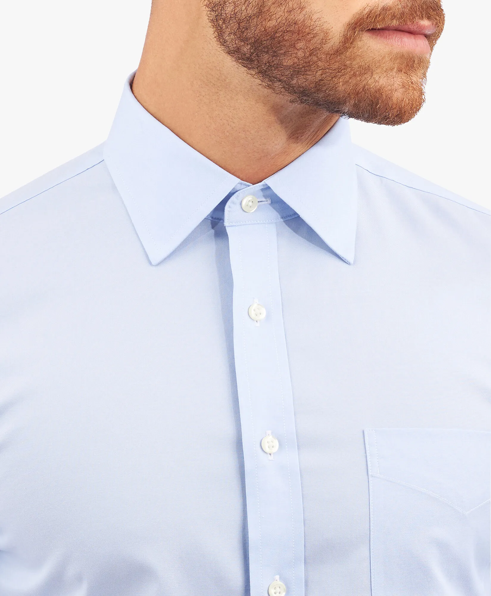 Camisa de vestir azul claro de corte clásico non-iron en algodón Supima elástico con cuello Ainsley