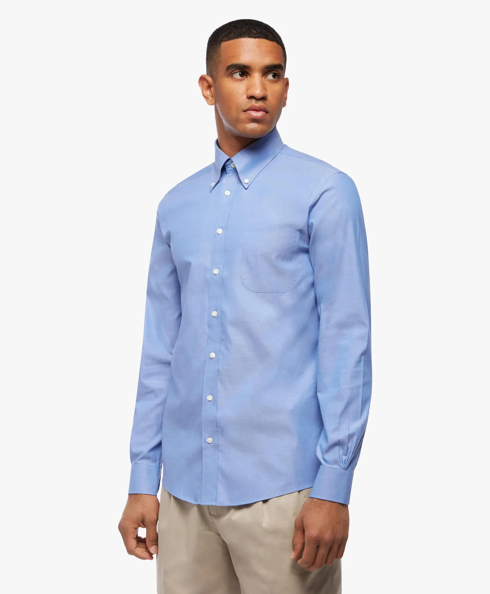 Camisa de vestir azul de corte slim non-iron en pinpoint con cuello button down