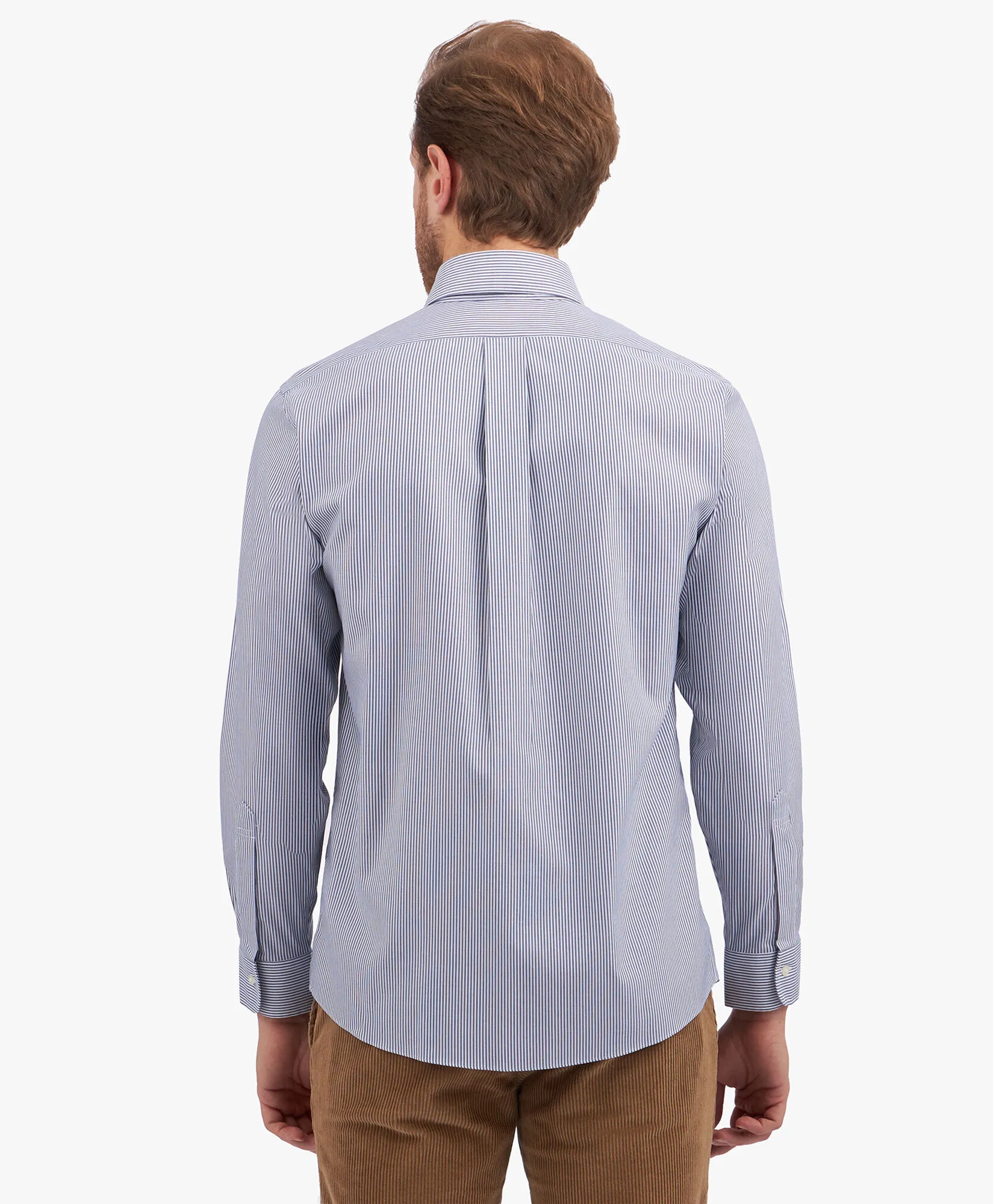 Camisa de vestir azul marino non-iron de pinpoint oxford de algodón Supima elástico corte Regular con cuello button down