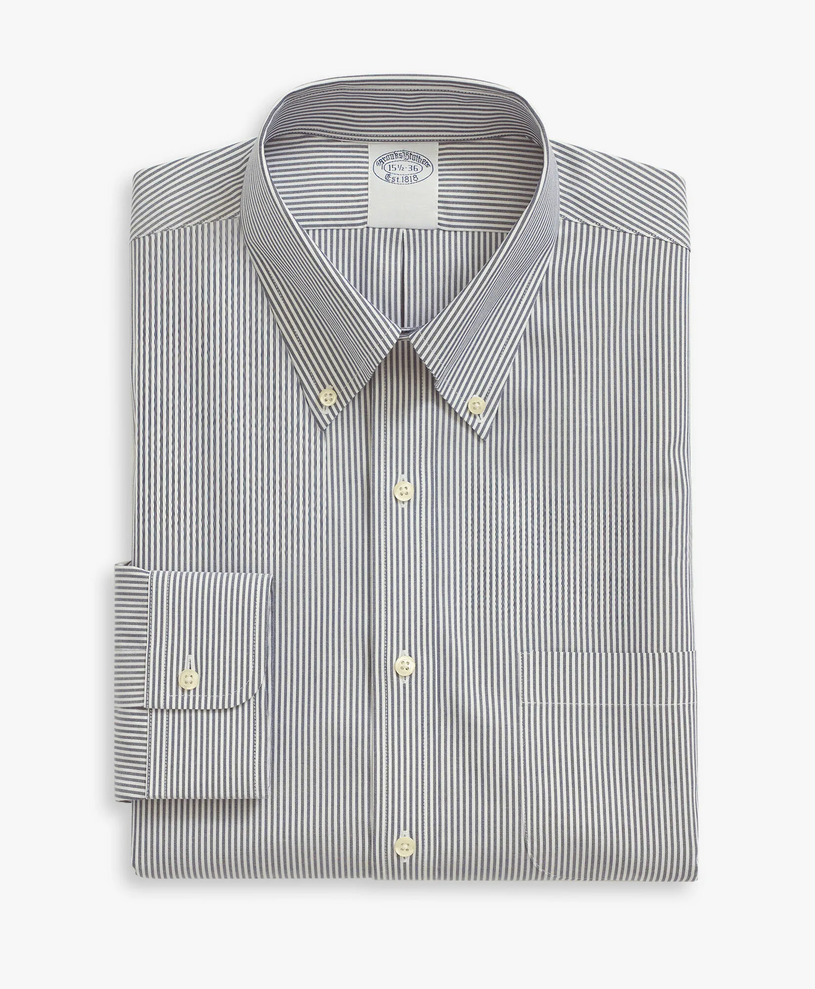 Camisa de vestir azul marino non-iron de pinpoint oxford de algodón Supima elástico corte Regular con cuello button down