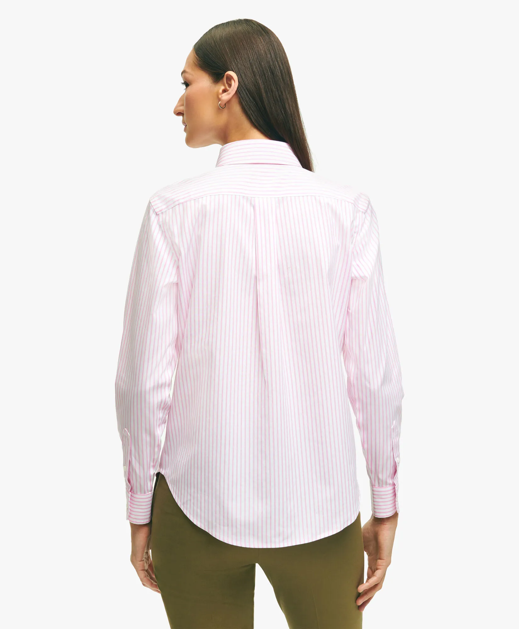 Camisa de vestir de algodón Supima elástico non-iron classic fit con rayas de Bengala