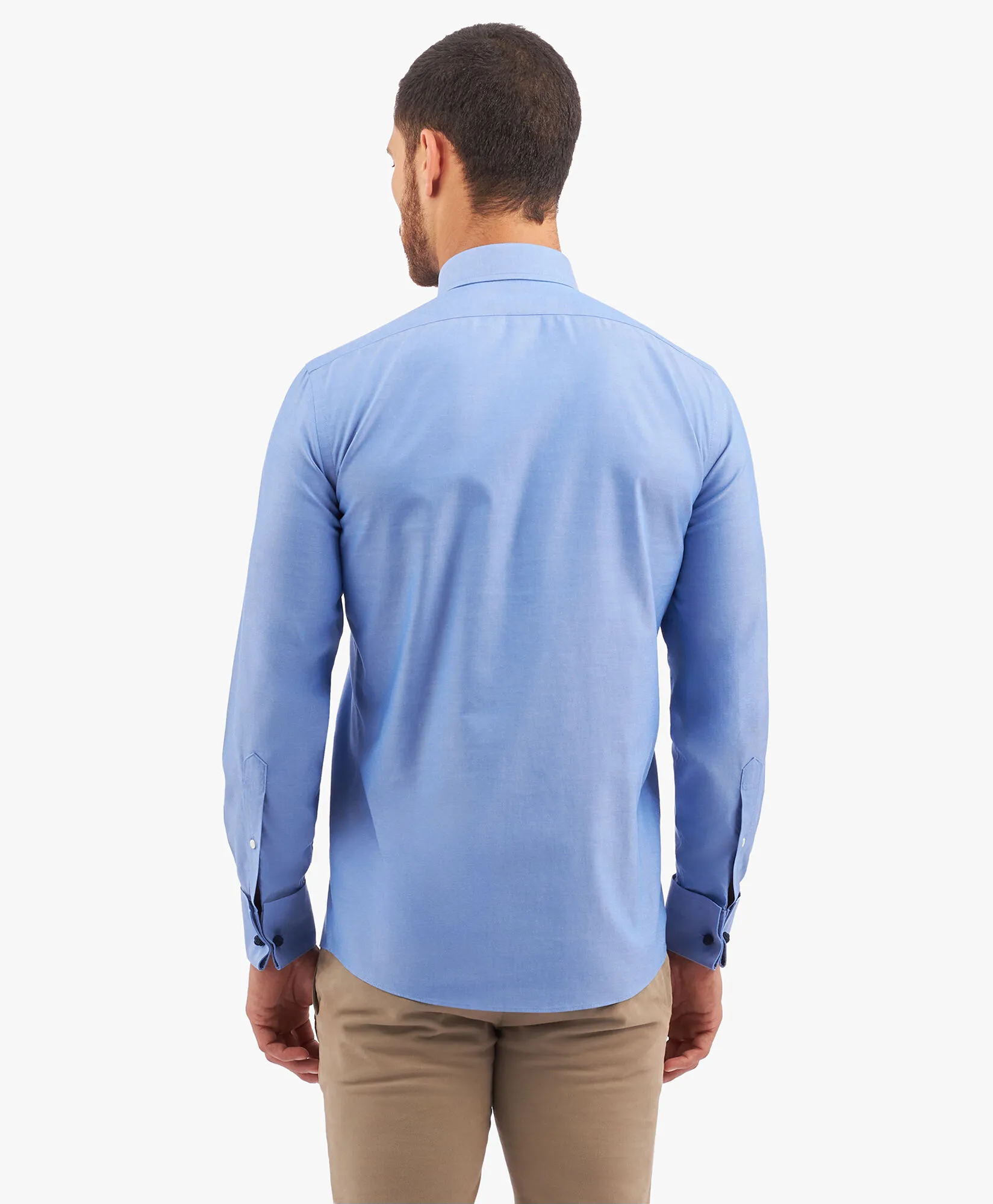 Camisa de vestir de corte slim non-iron en pinpoint Oxford de algodón Supima elástico con cuello Ainsley