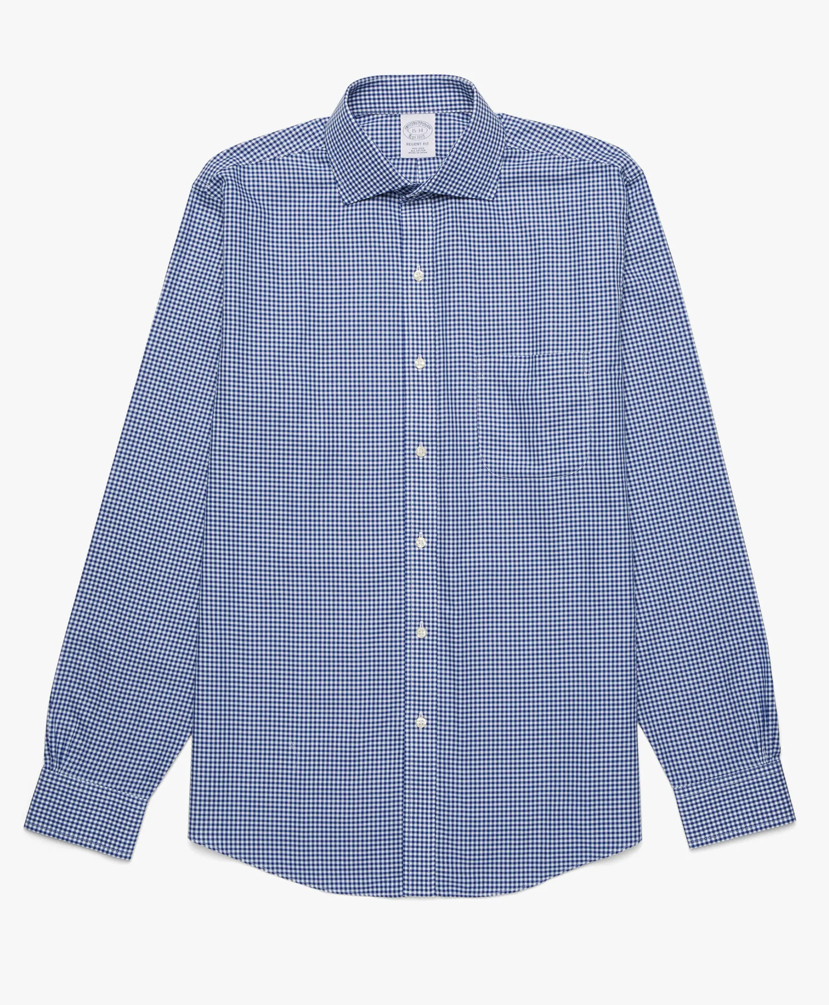 Camisa de vestir non-iron con cuello abierto y corte Regent