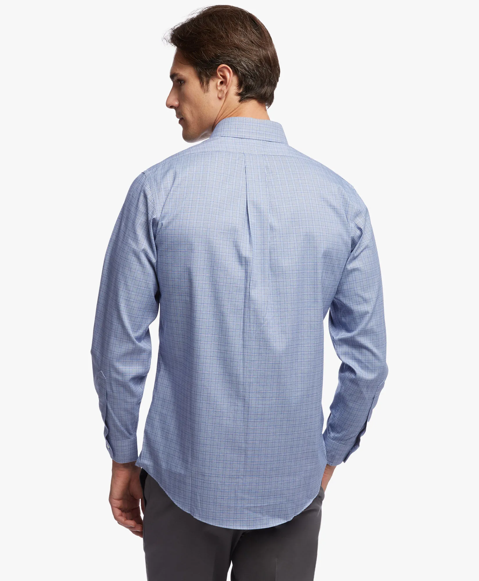 Camisa de vestir non-iron corte regular Regent, Oxford elástico, cuello Ainsley, a cuadros