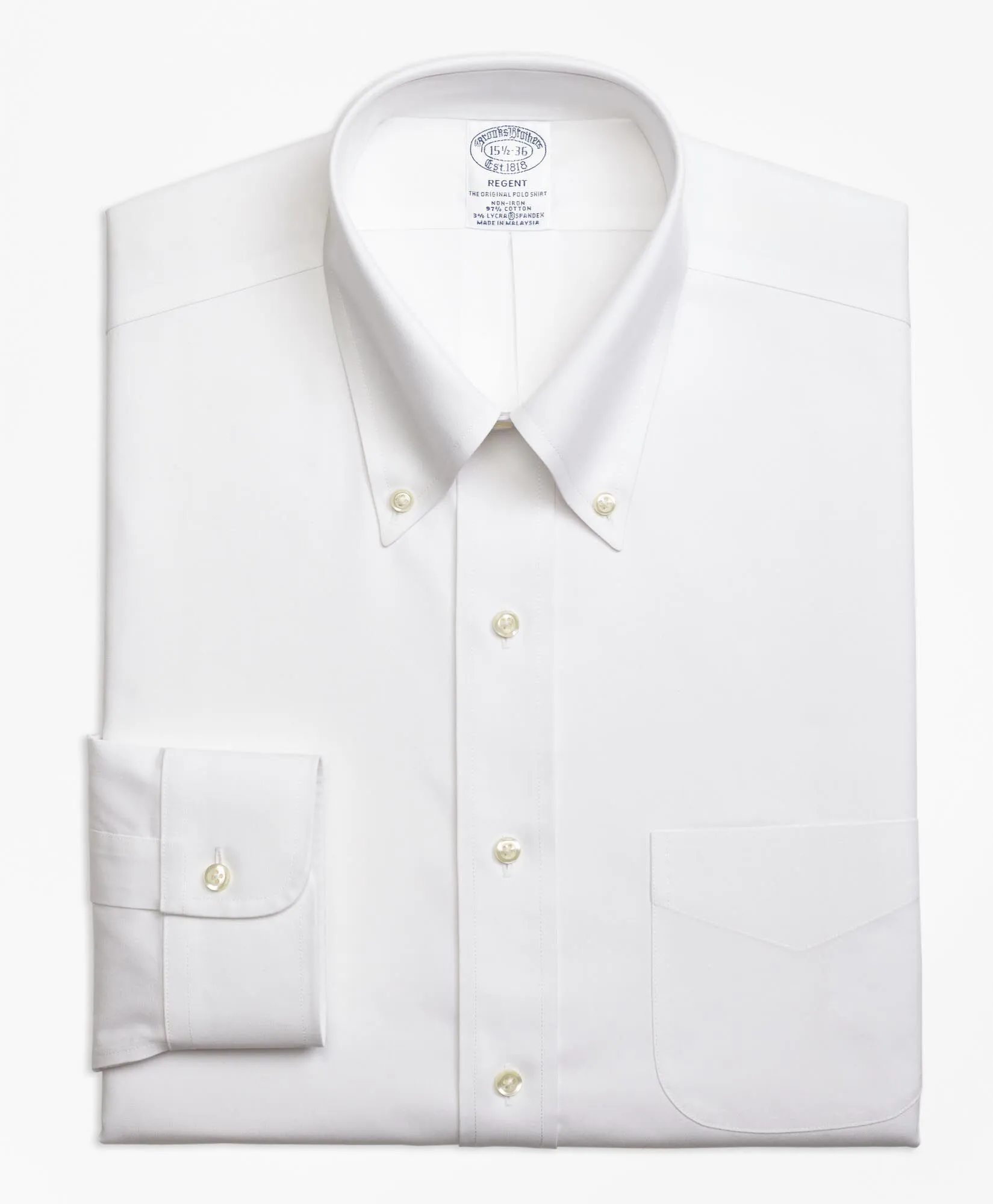 Camisa de vestir non-iron corte regular Regent, pinpoint elástico, cuello button-down