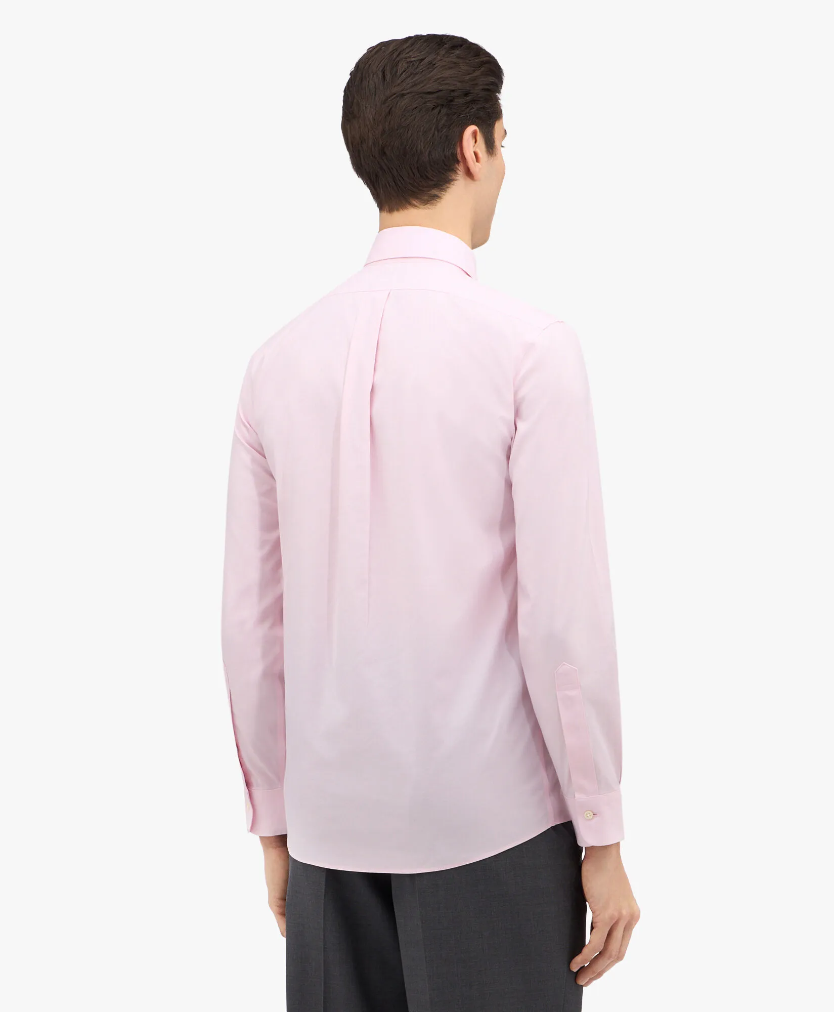 Camisa de vestir rosa claro de corte slim non-iron en algodón elástico con cuello button down