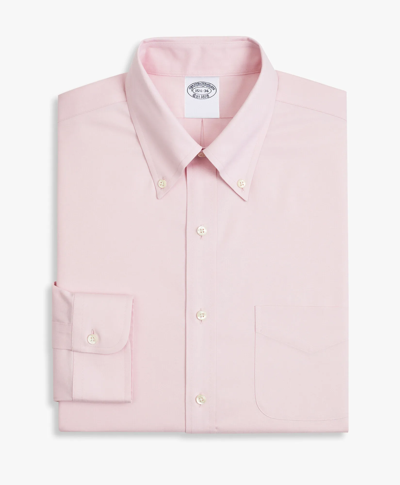 Camisa de vestir rosa claro de corte slim non-iron en algodón elástico con cuello button down