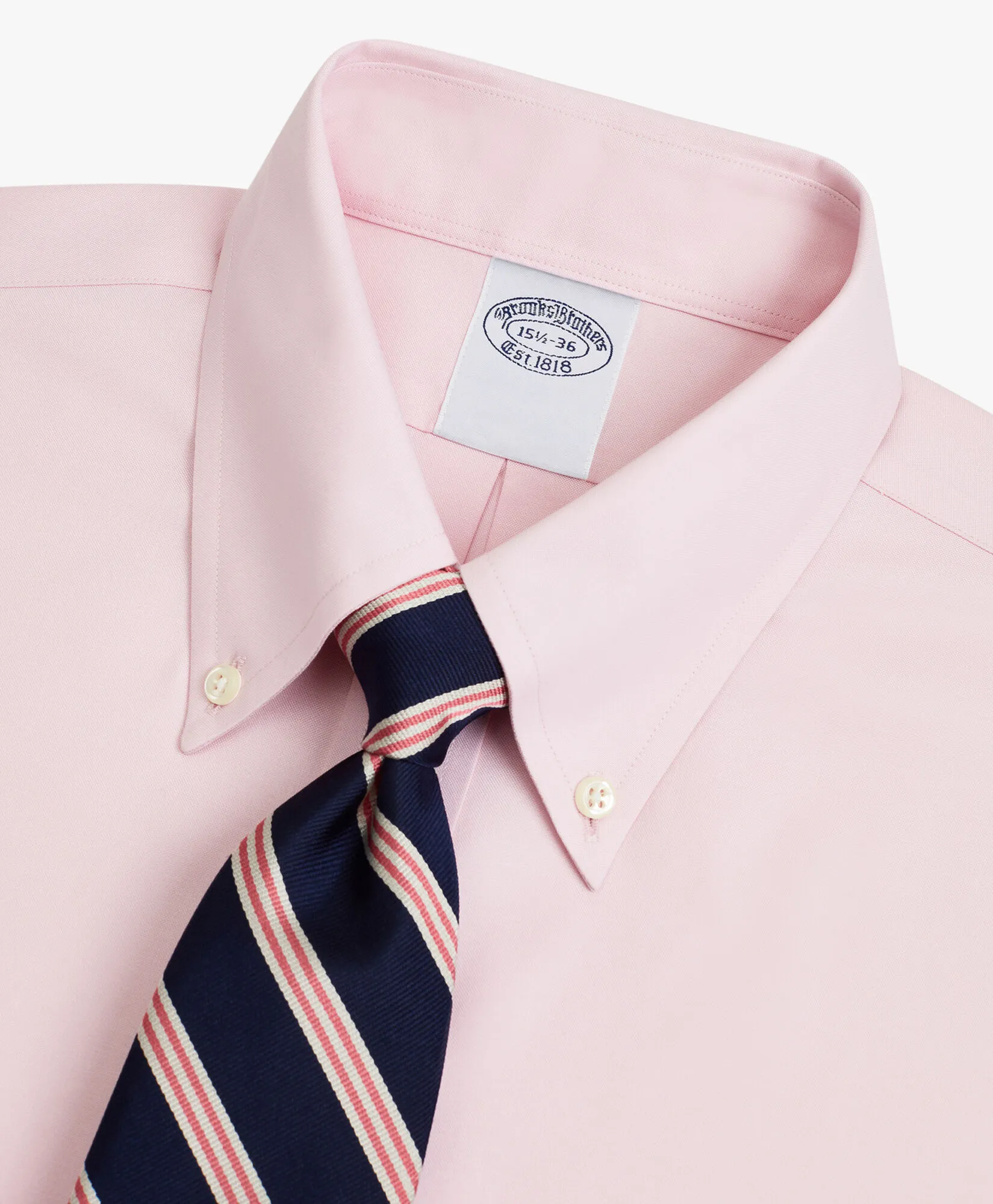 Camisa de vestir rosa claro de corte slim non-iron en algodón elástico con cuello button down