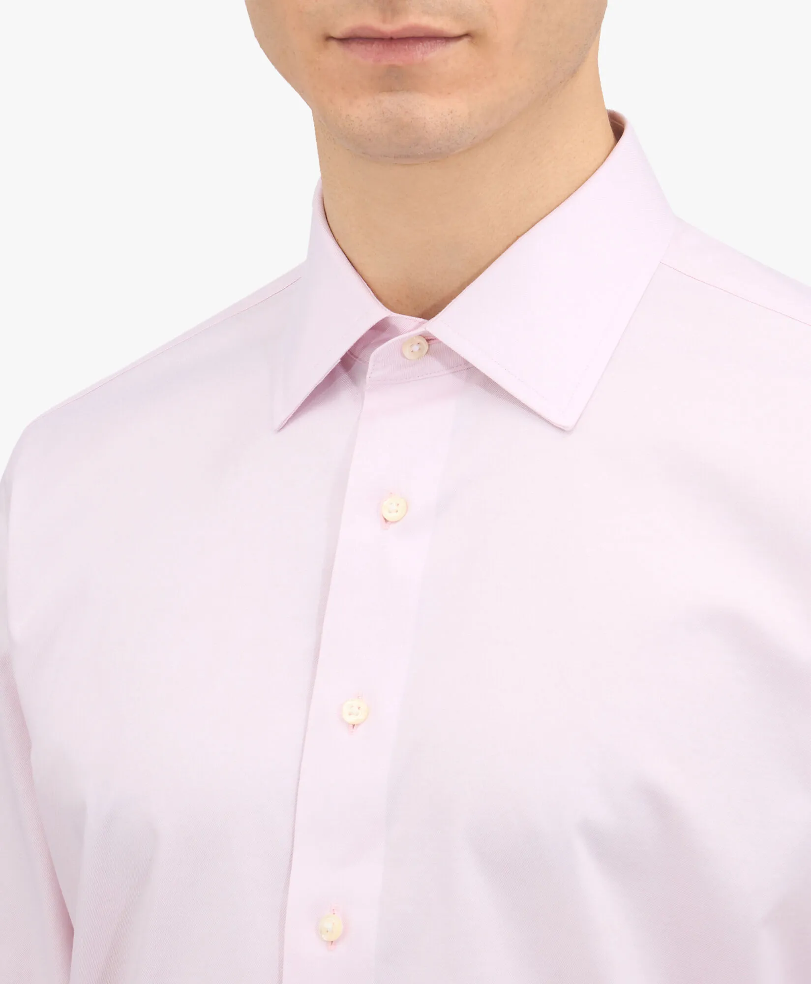 Camisa de vestir rosa pastel de corte slim non-iron en sarga con cuello Ainsley