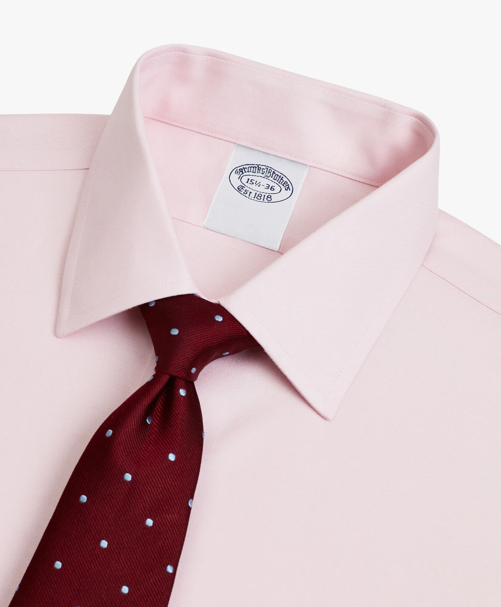 Camisa de vestir rosa pastel de corte slim non-iron en sarga con cuello Ainsley