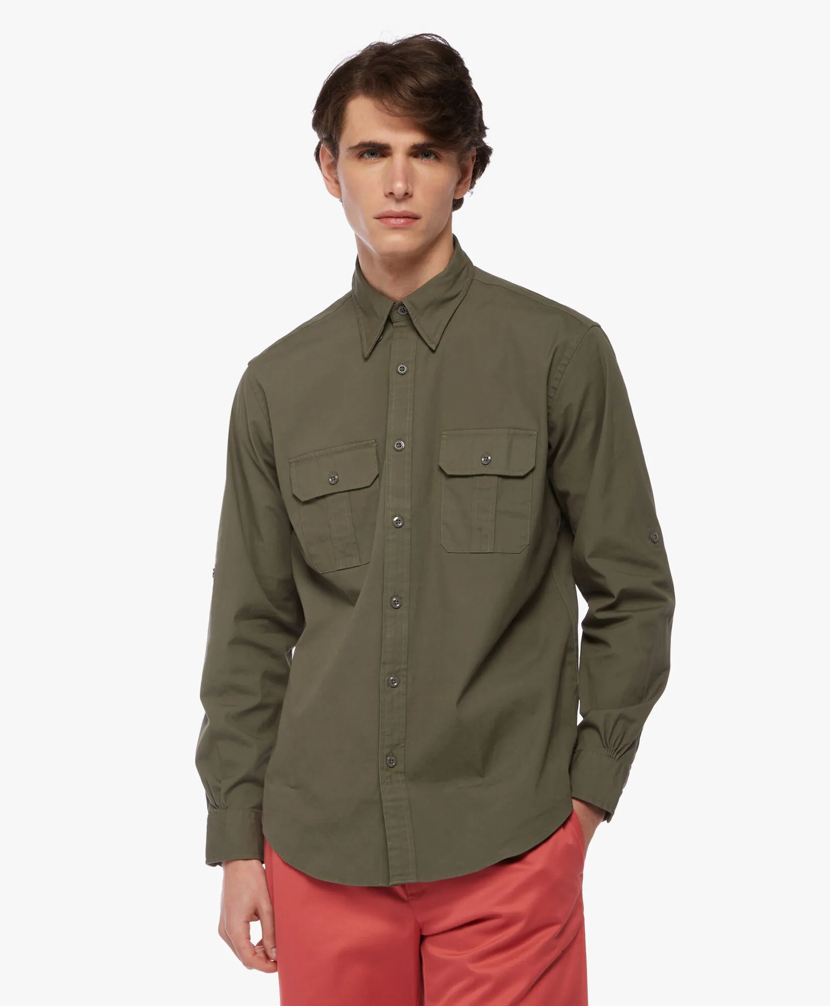 Camisa informal corte Regent regular Safari de lona