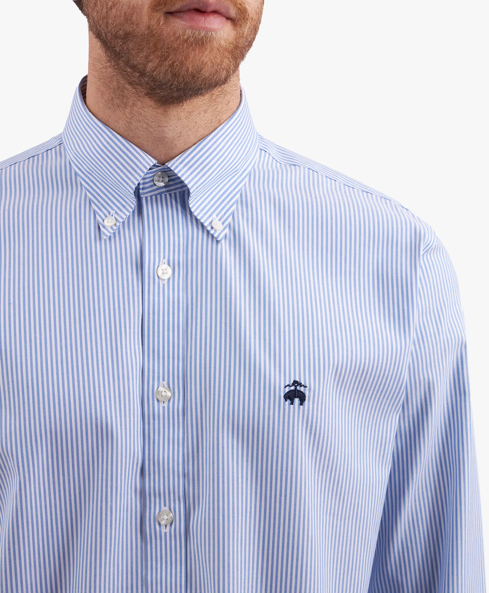 Camisa informal de corte regular non-iron de algodón Supima elástico con cuello button down