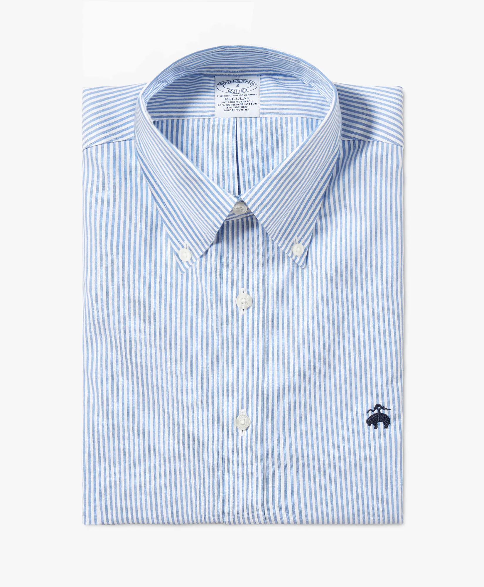 Camisa informal de corte regular non-iron de algodón Supima elástico con cuello button down