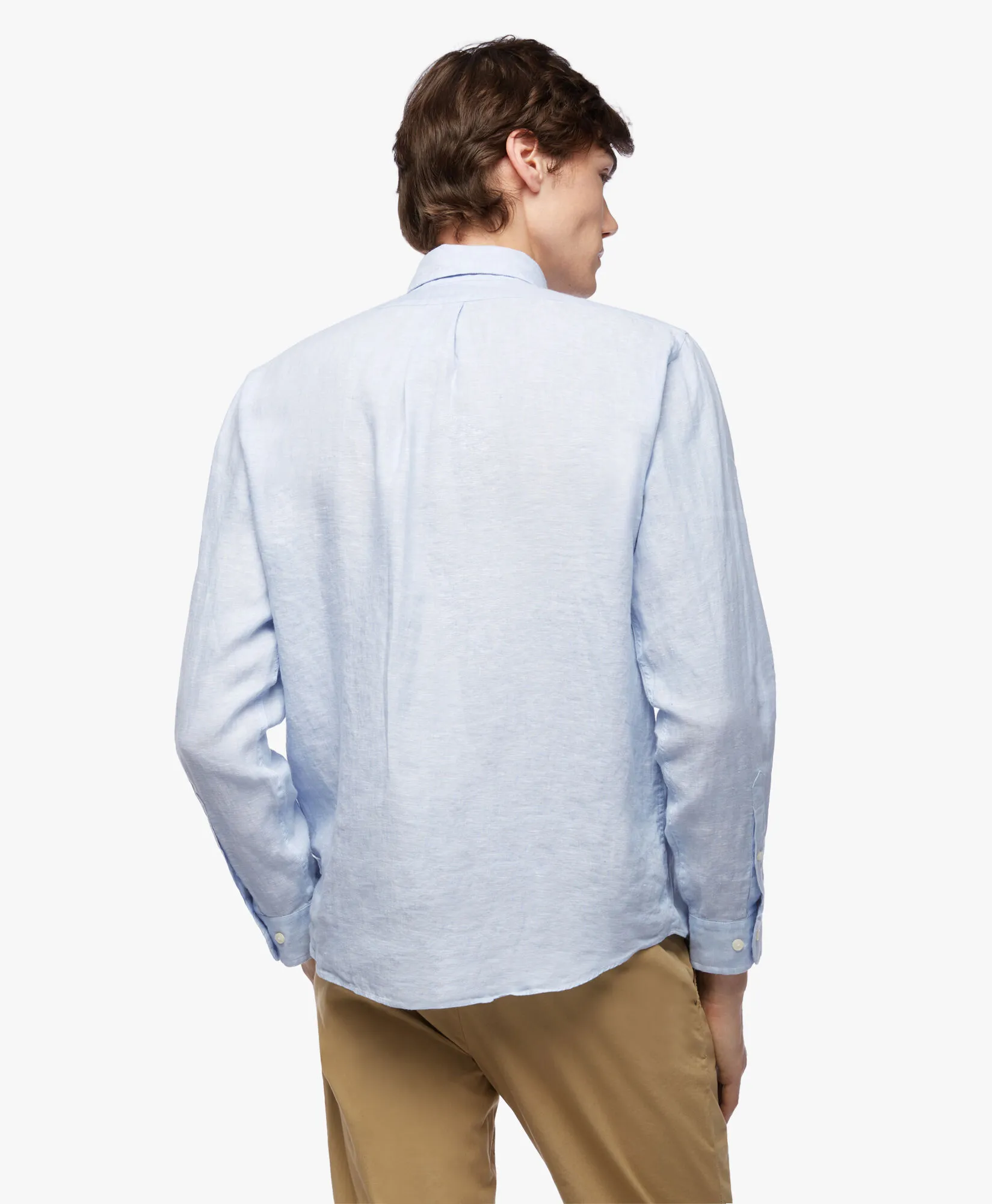 Camisa informal para hombre azul claro de corte regular en lino irlandés