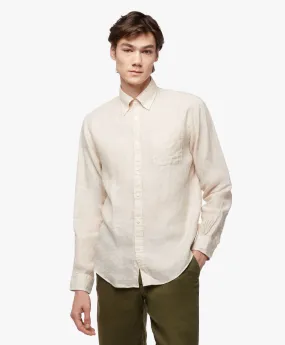 Camisa informal para hombre beige claro de corte regular en lino irlandés