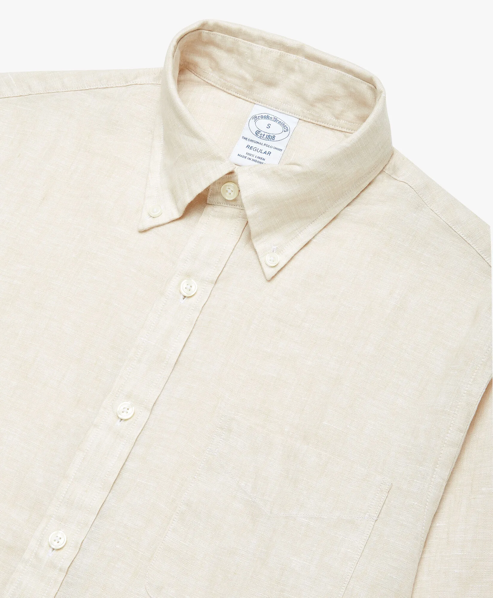 Camisa informal para hombre beige claro de corte regular en lino irlandés