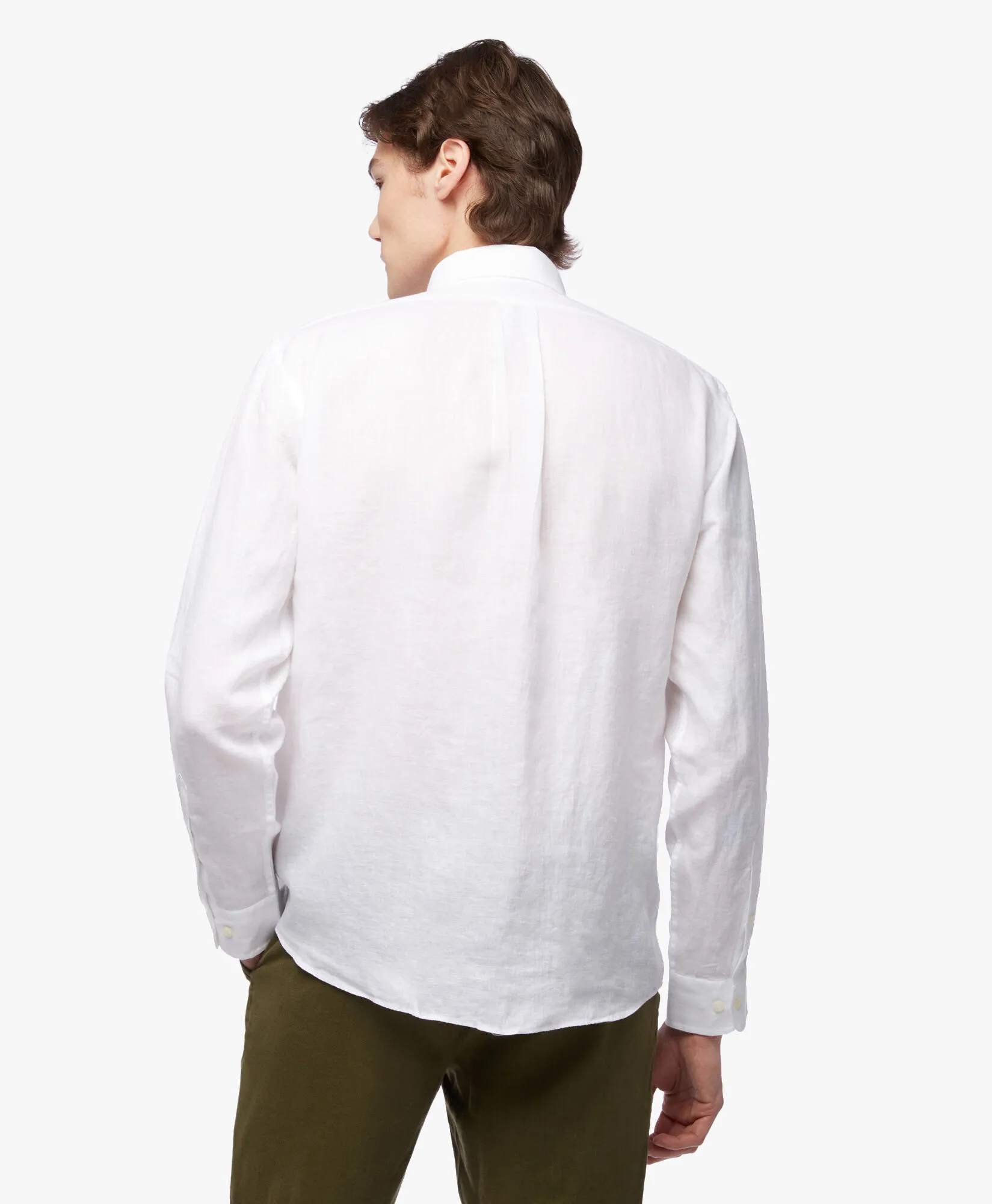 Camisa informal para hombre blanca de corte regular en lino irlandés